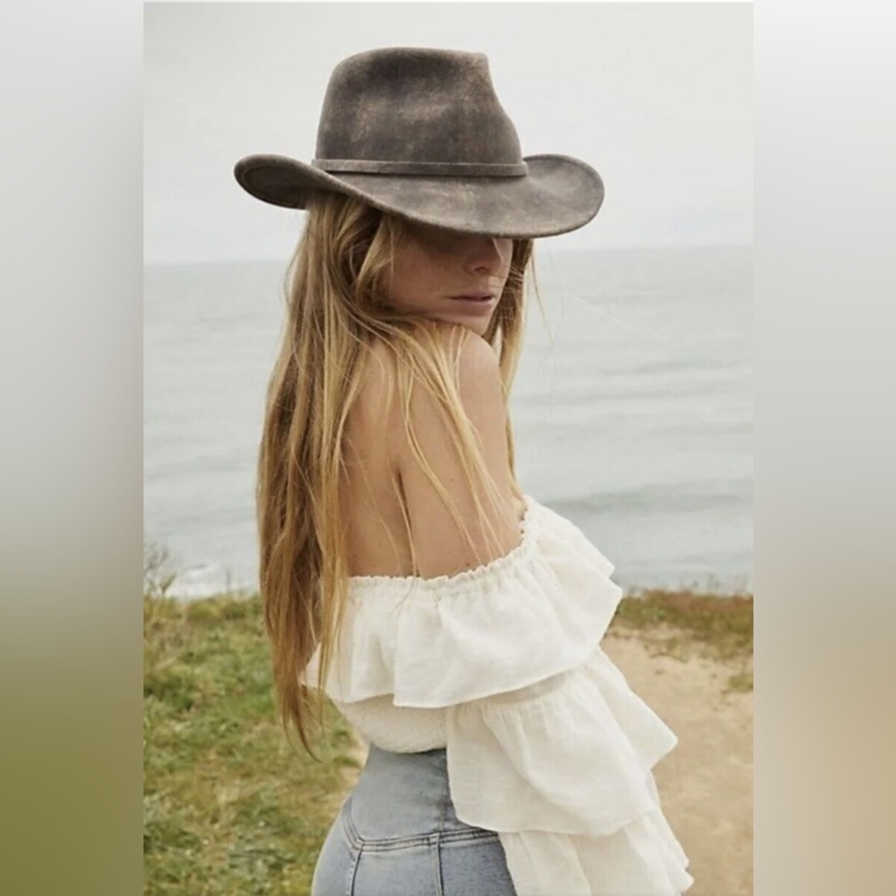 NWT Free People Mossant Trail Dusted Brown Cowboy Rancher Hat